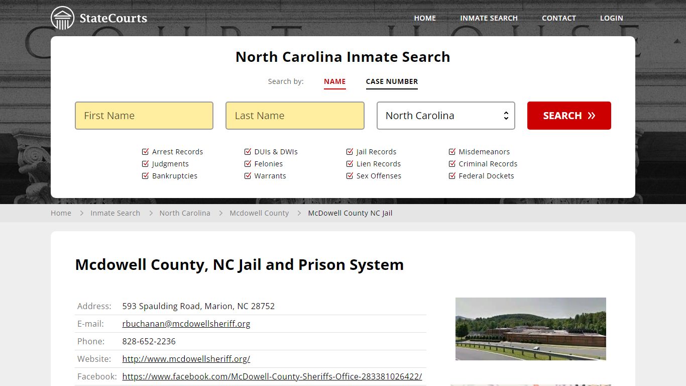 McDowell County NC Jail Inmate Records Search, North Carolina - StateCourts